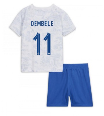 Frankrike Ousmane Dembele #11 Borta Kläder Barn VM 2022 Kortärmad (+ Korta byxor)